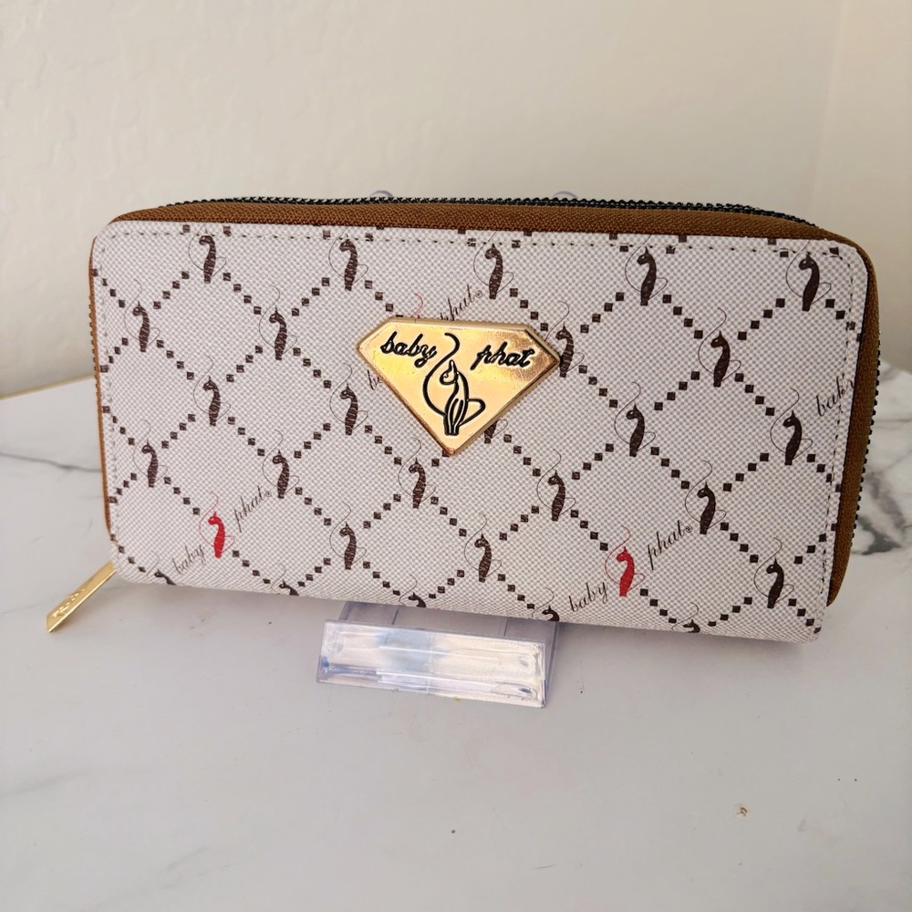 Baby Phat Y2K Brown‎ and Cream Long Zip Around Wallet